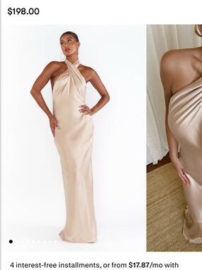 Show Me Your MuMu Champagne Satin Halter Maxi Dress